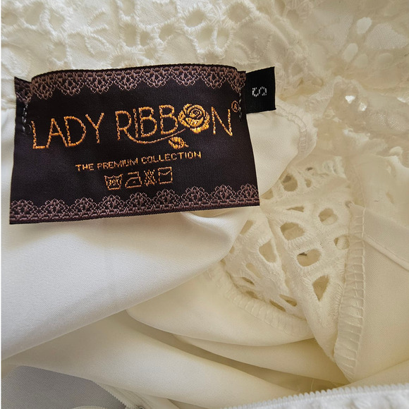 MINT *Lady Ribbon* Women's White Fit and Flare Eyelet Mini Dress S - Picture 10 of 10